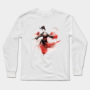 Dancing Geisha Sumi-e Long Sleeve T-Shirt